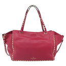 VALENTINO Rock studs Tote Bag Leather 2way Pink Gold Auth BA9403-2