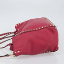 VALENTINO Rock studs Tote Bag Leather 2way Pink Gold Auth BA9403-4