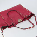 VALENTINO Rock studs Tote Bag Leather 2way Pink Gold Auth BA9403-6