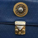 Gianni Versace Clutch Bag Leather Blue Gold Auth BA9405-12