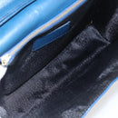 Gianni Versace Clutch Bag Leather Blue Gold Auth BA9405-15