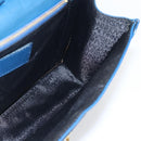 Gianni Versace Clutch Bag Leather Blue Gold Auth BA9405-16