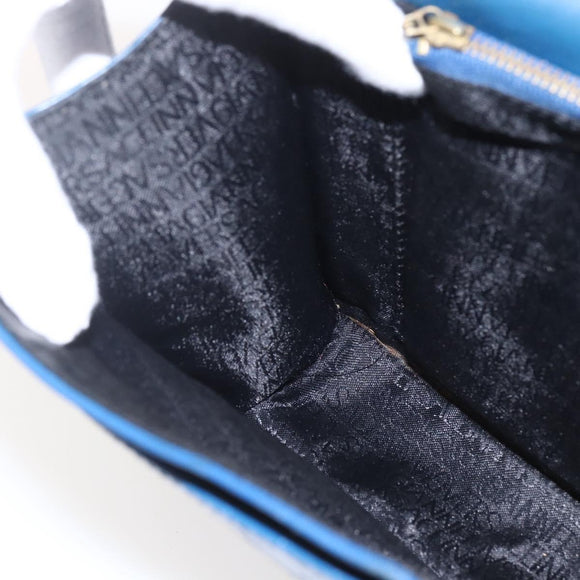 Gianni Versace Clutch Bag Leather Blue Gold Auth BA9405