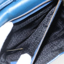 Gianni Versace Clutch Bag Leather Blue Gold Auth BA9405-18