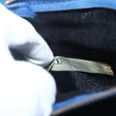 Gianni Versace Clutch Bag Leather Blue Gold Auth BA9405-19