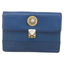Gianni Versace Clutch Bag Leather Blue Gold Auth BA9405-2