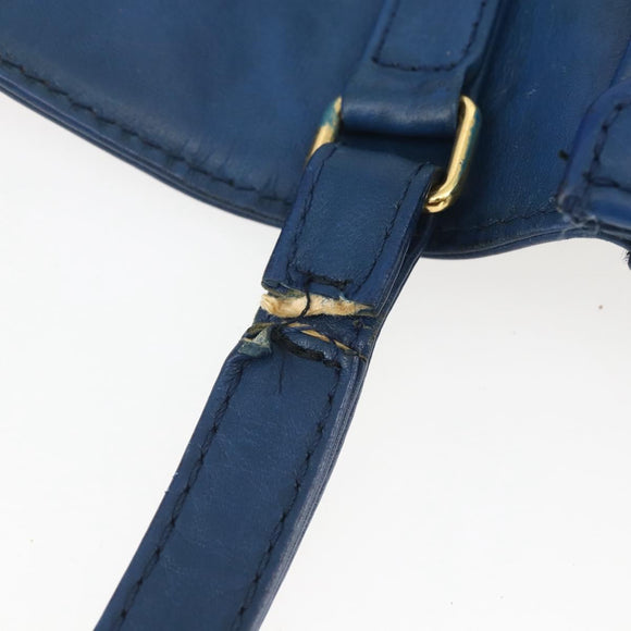 Gianni Versace Clutch Bag Leather Blue Gold Auth BA9405