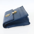 Gianni Versace Clutch Bag Leather Blue Gold Auth BA9405-4