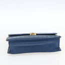 Gianni Versace Clutch Bag Leather Blue Gold Auth BA9405-7