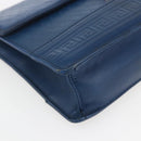 Gianni Versace Clutch Bag Leather Blue Gold Auth BA9405-9