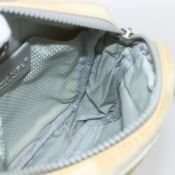 CHANEL Sports Line Shoulder Bag Canvas White Silver CC Auth BA9407