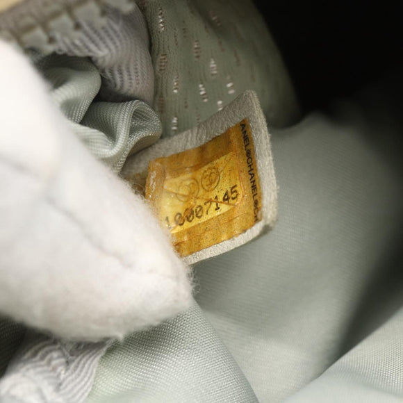 CHANEL Sports Line Shoulder Bag Canvas White Silver CC Auth BA9407