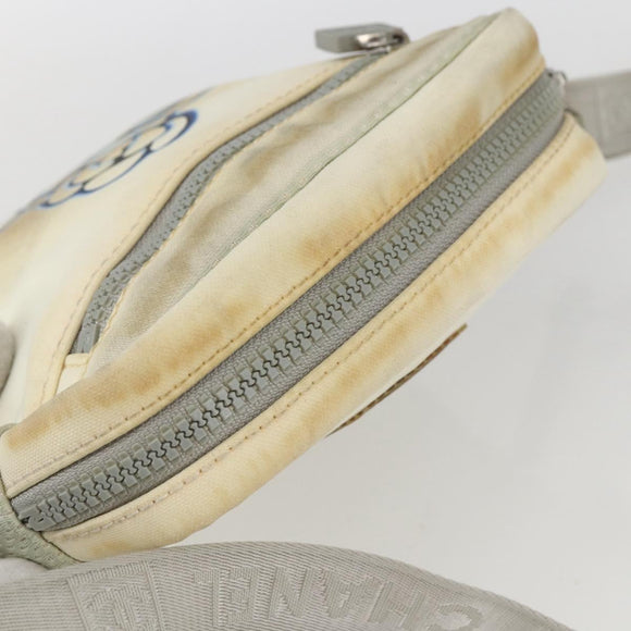 CHANEL Sports Line Umhängetasche Canvas Weiß Silber CC Auth BA9407