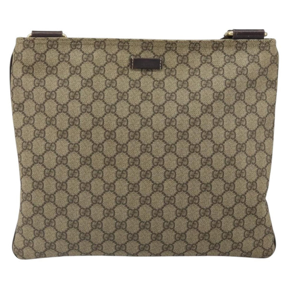 GUCCI GG Supreme Shoulder Bag PVC Beige Gold 201446 Auth BA9409