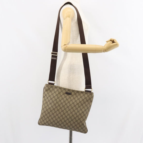 GUCCI GG Supreme Shoulder Bag PVC Beige Gold 201446 Auth BA9409