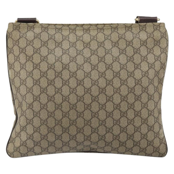 GUCCI GG Supreme Shoulder Bag PVC Beige Gold 201446 Auth BA9409