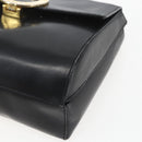 CELINE Circle Shoulder Bag Leather Black Gold Auth BA9410-9