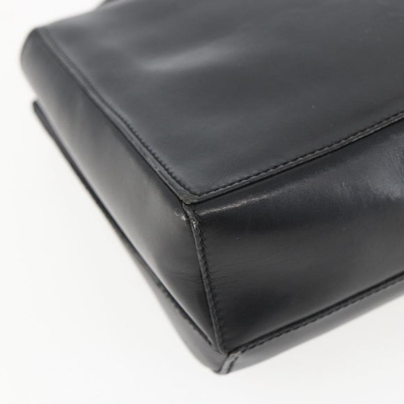 CELINE Circle Shoulder Bag Leather Black Gold Auth BA9410