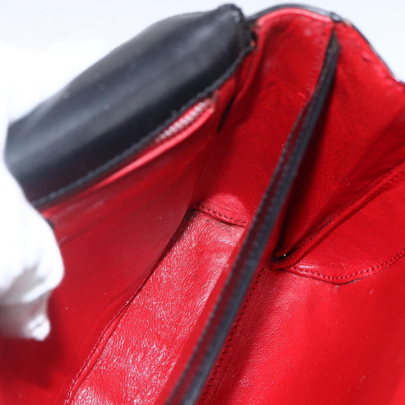 CELINE Circle Shoulder Bag Leather Black Gold Auth BA9410