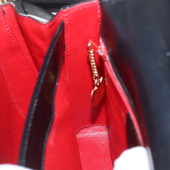 CELINE Circle Shoulder Bag Leather Black Gold Auth BA9410