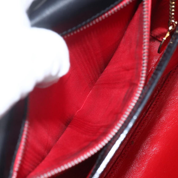 CELINE Circle Shoulder Bag Leather Black Gold Auth BA9410