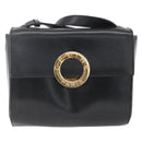 CELINE Circle Shoulder Bag Leather Black Gold Auth BA9410-13
