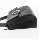 CELINE Circle Shoulder Bag Leather Black Gold Auth BA9410-3