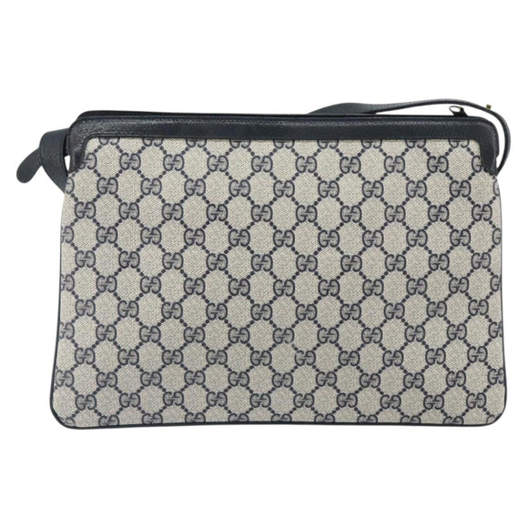 GUCCI GG Supreme Sherry Line Shoulder Bag PVC Navy Red 14 02 013 Auth BA9411