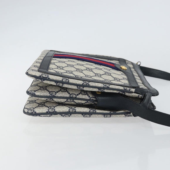 GUCCI GG Supreme Sherry Line Shoulder Bag PVC Navy Red 14 02 013 Auth BA9411