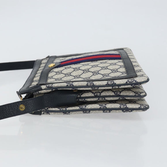 GUCCI GG Supreme Sherry Line Shoulder Bag PVC Navy Red 14 02 013 Auth BA9411