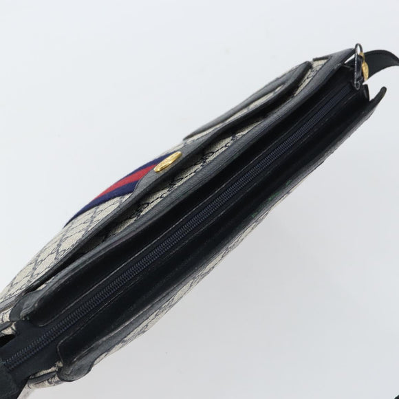 GUCCI GG Supreme Sherry Line Shoulder Bag PVC Navy Red 14 02 013 Auth BA9411