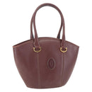 CARTIER Must Line Hand Bag Leather Bordeaux Gold Auth BA9415-1