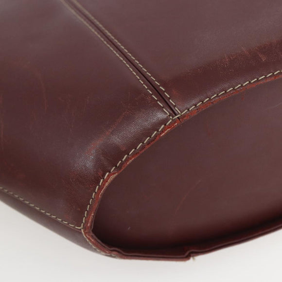 CARTIER Must Line Hand Bag Leather Bordeaux Gold Auth BA9415