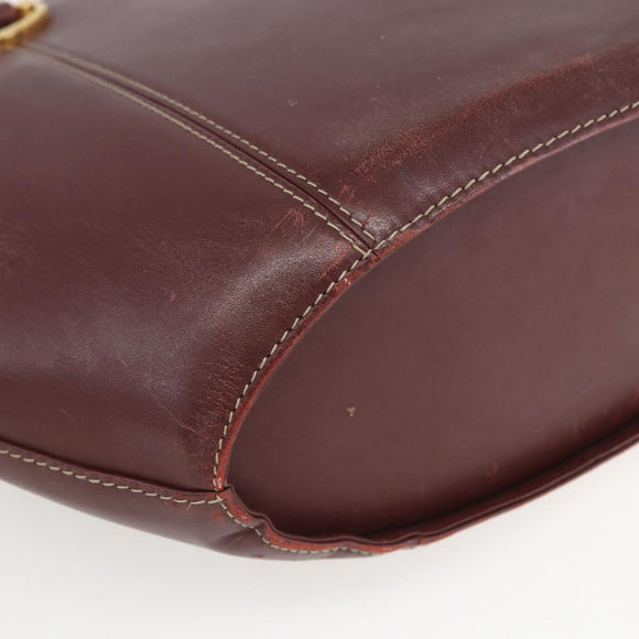 CARTIER Must Line Hand Bag Leather Bordeaux Gold Auth BA9415