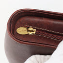 CARTIER Must Line Hand Bag Leather Bordeaux Gold Auth BA9415-10