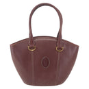 CARTIER Must Line Hand Bag Leather Bordeaux Gold Auth BA9415-13
