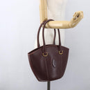 CARTIER Must Line Hand Bag Leather Bordeaux Gold Auth BA9415-21