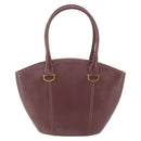CARTIER Must Line Hand Bag Leather Bordeaux Gold Auth BA9415-2