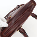 CARTIER Must Line Hand Bag Leather Bordeaux Gold Auth BA9415-6
