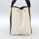 BALENCIAGA Navy kabas M Hand Bag Canvas White Black Silver 339933 Auth BA9416-3