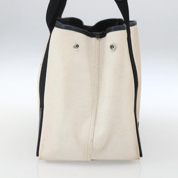 BALENCIAGA Navy kabas M Hand Bag Canvas White Black Silver 339933 Auth BA9416