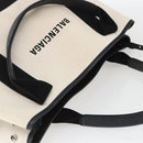 BALENCIAGA Navy kabas M Hand Bag Canvas White Black Silver 339933 Auth BA9416-6