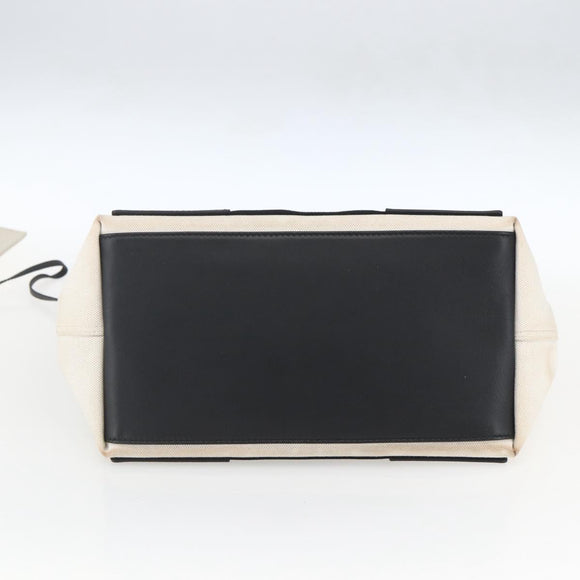 BALENCIAGA Navy kabas M Hand Bag Canvas White Black Silver 339933 Auth BA9416