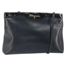 Salvatore Ferragamo Shoulder Bag Leather Black Gold Auth BA9418-1