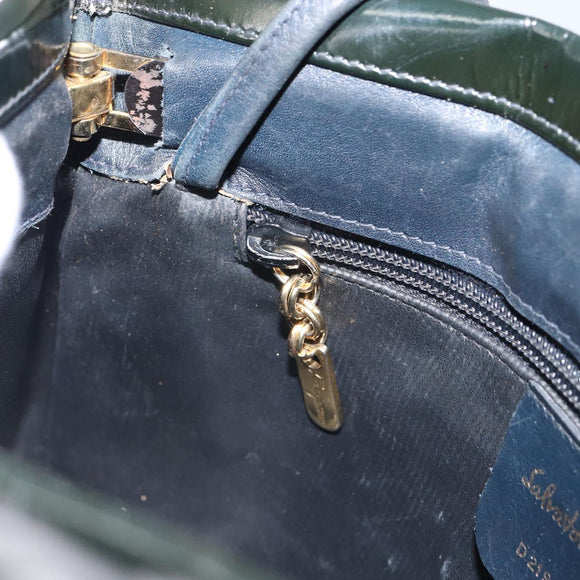 Salvatore Ferragamo Shoulder Bag Leather Black Gold Auth BA9418