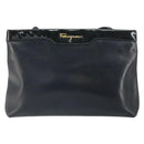 Salvatore Ferragamo Shoulder Bag Leather Black Gold Auth BA9418-2