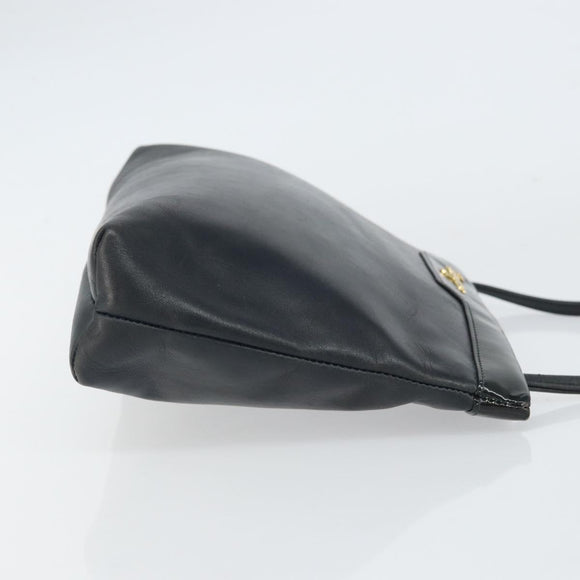 Salvatore Ferragamo Shoulder Bag Leather Black Gold Auth BA9418