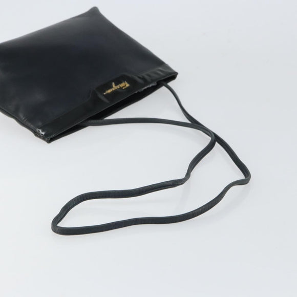 Salvatore Ferragamo Shoulder Bag Leather Black Gold Auth BA9418