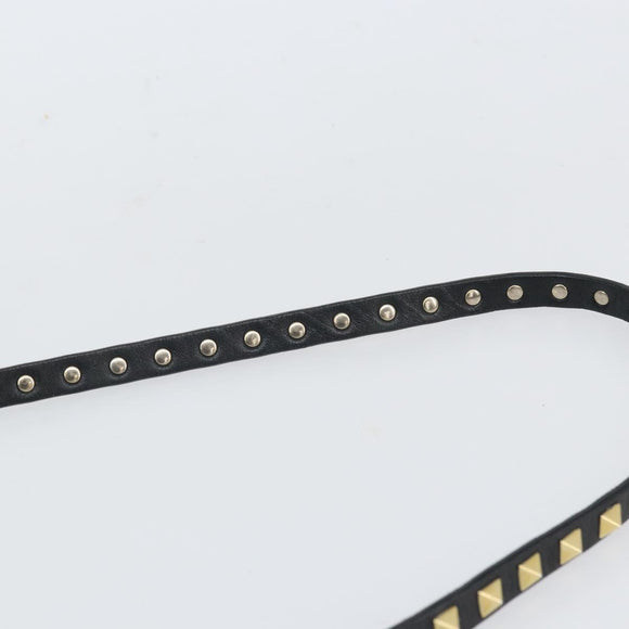 VALENTINO Rock studs Hand Bag Leather 2way Black Gold Auth BA9420