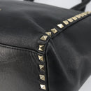 VALENTINO Rock studs Hand Bag Leather 2way Black Gold Auth BA9420-18